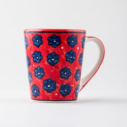 Red Floral Ceramic Coffee Mug (Large)