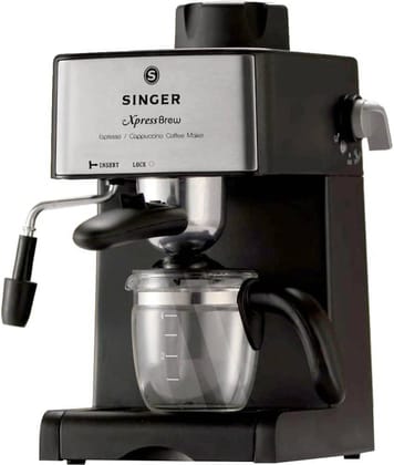 SINGER Xpress Brew - Espresso Cappuccino Coffee Maker - Carafe Capacity 4 Cups (800 Watts, Black)