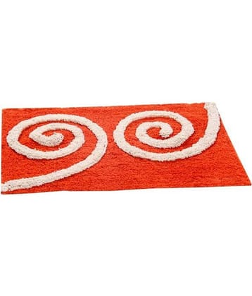 Aazeem Orange Cotton Abstract Floor Mat