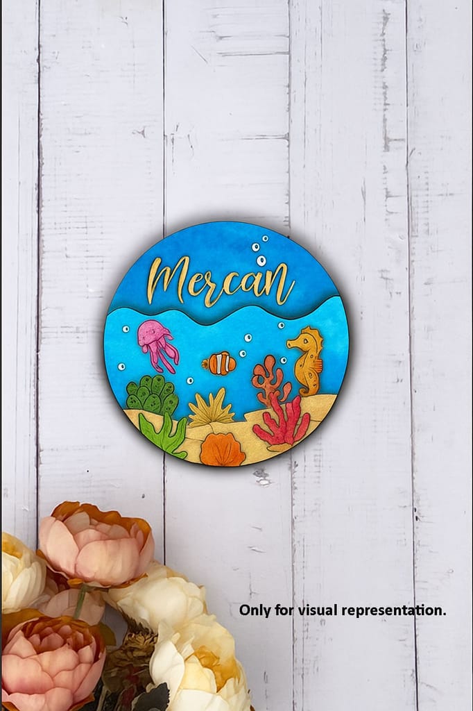 Dbeautify's MDF DIY Underwater Ocean Theme Kids Name Plate