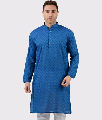 Maharaja - Blue Cotton Men's Regular Kurta ( Pack of 1 )