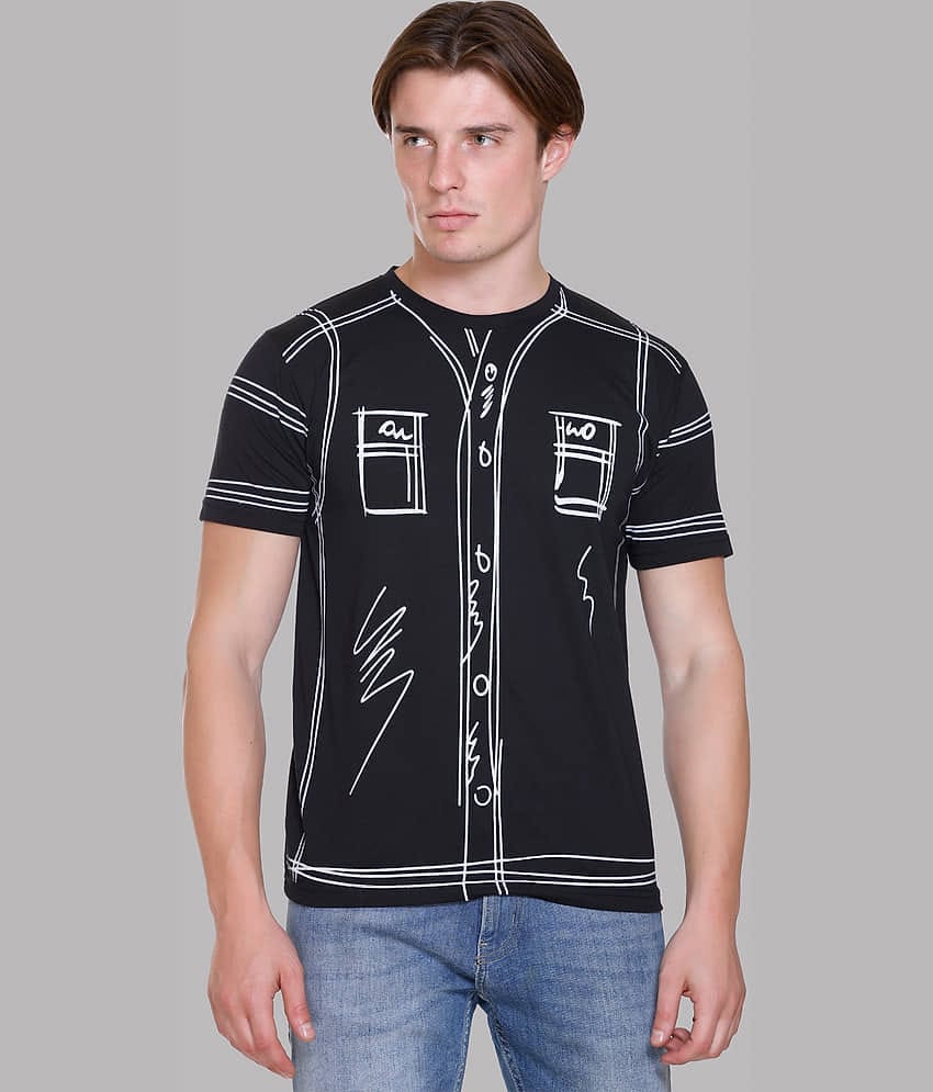 PASURE Pack of 1 Cotton Regular Fit Men's T-Shirt ( Black )