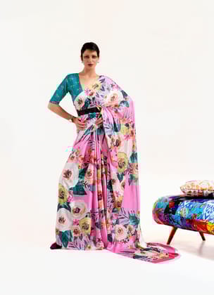 Multicolor Satin Crepe Bollywood Printed Designer Saree