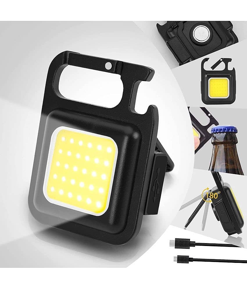 Rechargeable Led Light Keychain with Bottle Opener, Magnetic Base and Folding Bracket