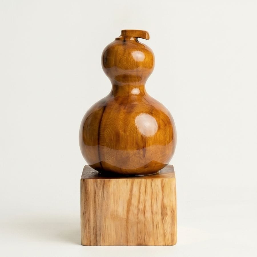 Artisanal Wooden Gourd Decor Showpiece