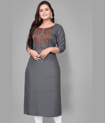 Hetsa - Grey Rayon Women's Straight Kurti ( Pack of 1 )