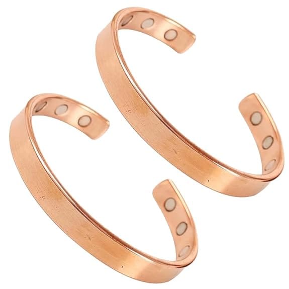 Set of 2 Pure Copper Adjustable Kada Bracelet for Men & Women