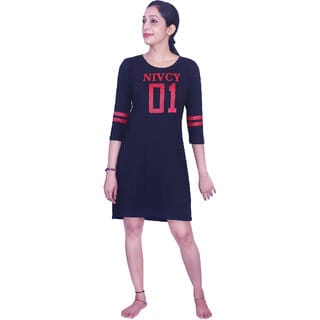 Nivcy Women Fashion Hosiery Cotton Nightdress Black