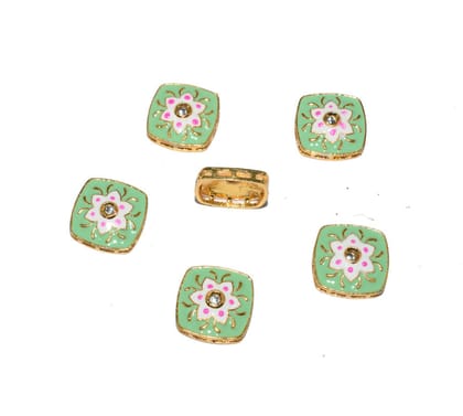 Meenakari Kundan Stone Components,Connector, Charms for Jewellery Making. (16X5 MM) , RCT-057-Per Packet of 6 Pcs / 16X5 MM