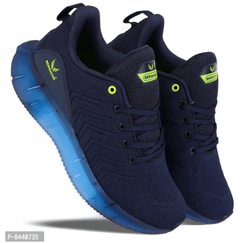 Bersache Trendy Fabric Navy Blue Running Walking Gym And Hiking Sports Shoes For Men (Size:UK 10)