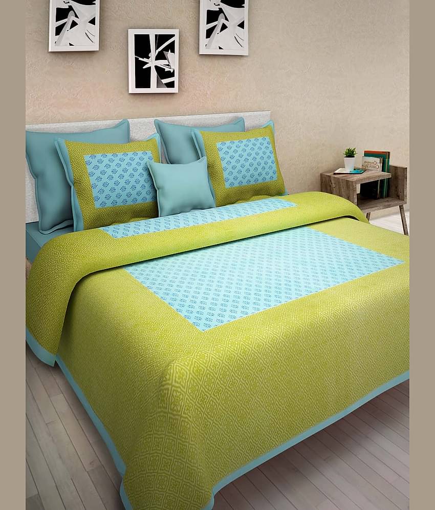Uniqchoice Cotton Double Bedsheet ( Turquoise )