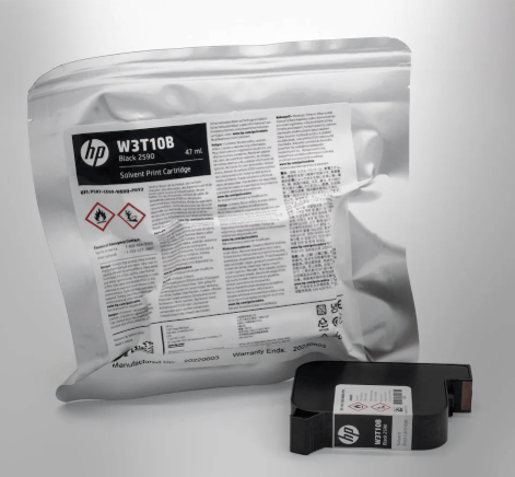 HP W3T10B Black 2590 Solvent Print Cartridge 12.7mm – Original HP Ink for Industrial Solvent Printers