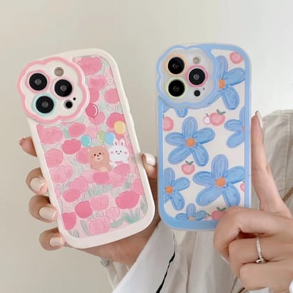 Pink Blue Tulip Lens Floral Flower iPhone Soft Silicone Case-iPhone 13 Pro Max / Pink