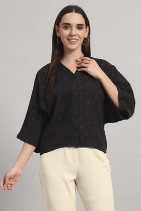 Flare Affair, V-Neck Shirt Style Top-XS