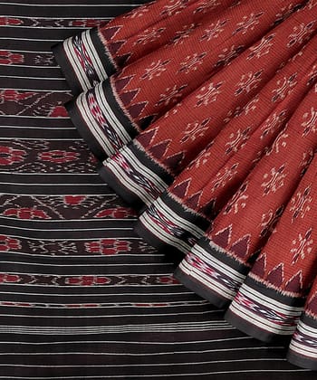 Red black handloom cotton nuapatna saree