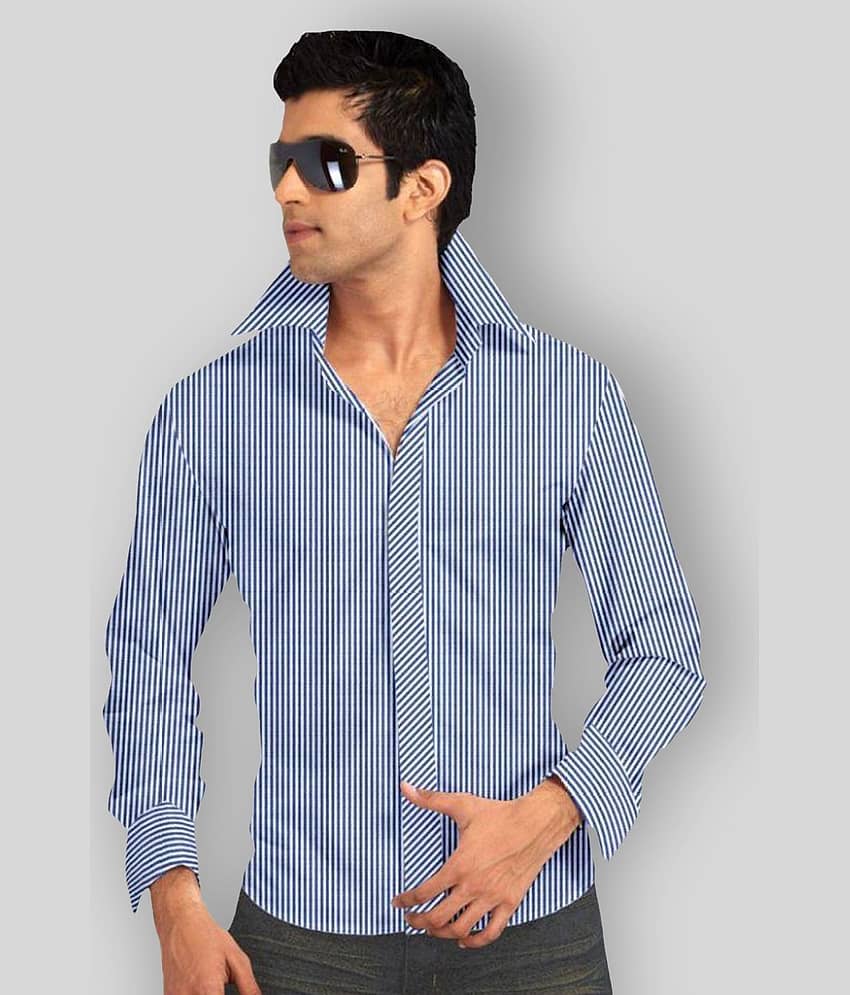Makhanchor 100 Percent Cotton Slim Fit Men's Formal Shirt - Blue ( Pack of 1 )