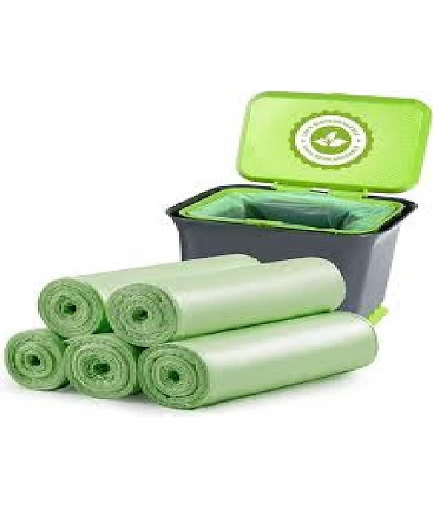 Green Premium Garbage Bags 180 Pcs - Medium Size 19 x 21 Inches|Leakproof|Odour Free|Strong Garbage Bags Medium Size - Pack of 6|30 Pieces Each, Black