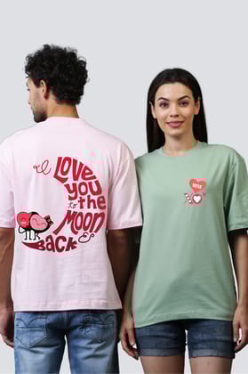 To the Moon and Back Oversized Couple Tees - Pack of 2