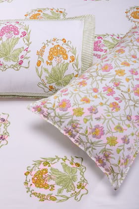 Angarika Phool Mustard Cotton Percale Bedsheet-Standard Double - 90 x 108 in / Mustard / Mustard