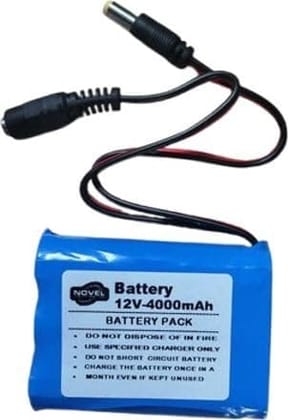 NOVEL 12V 4000mAh Lithium-Ion Rechargeable Battery Pack with BMS | Power Pack for Robotics, Security Systems, LED Applications, Electronic Devices and DIY Projects