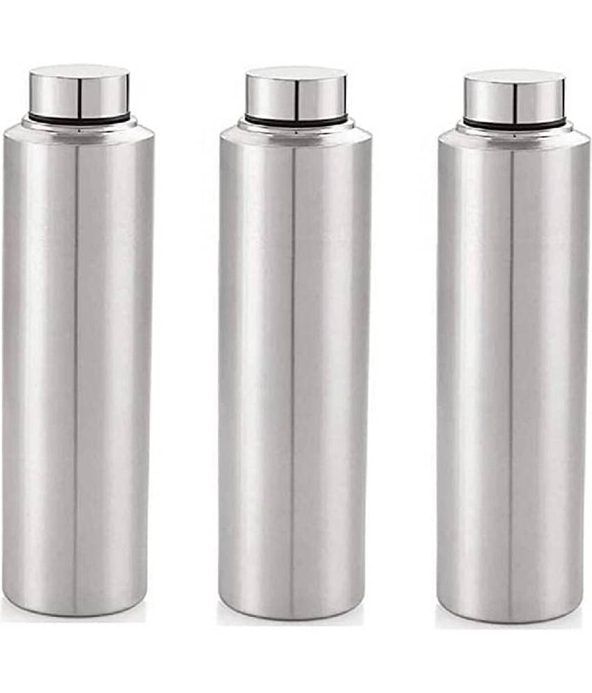 Dynore - Fridge Bottle Silver Water Bottle 750 mL ( Set of 3 )