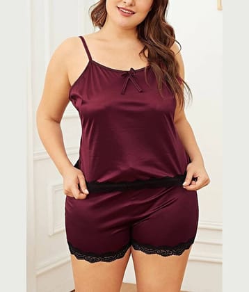 Gangomi Maroon,Coffee Satin Women's Nightwear Nightsuit Sets ( Pack of 1 )