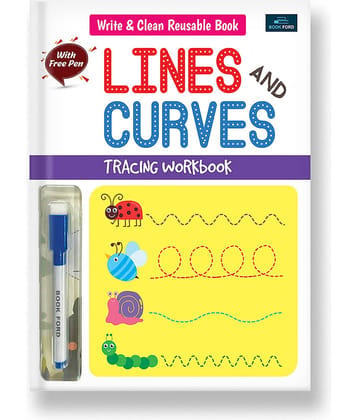 Write And Clean Reusable Book - Line And Curve Tracing Workbook For Kids