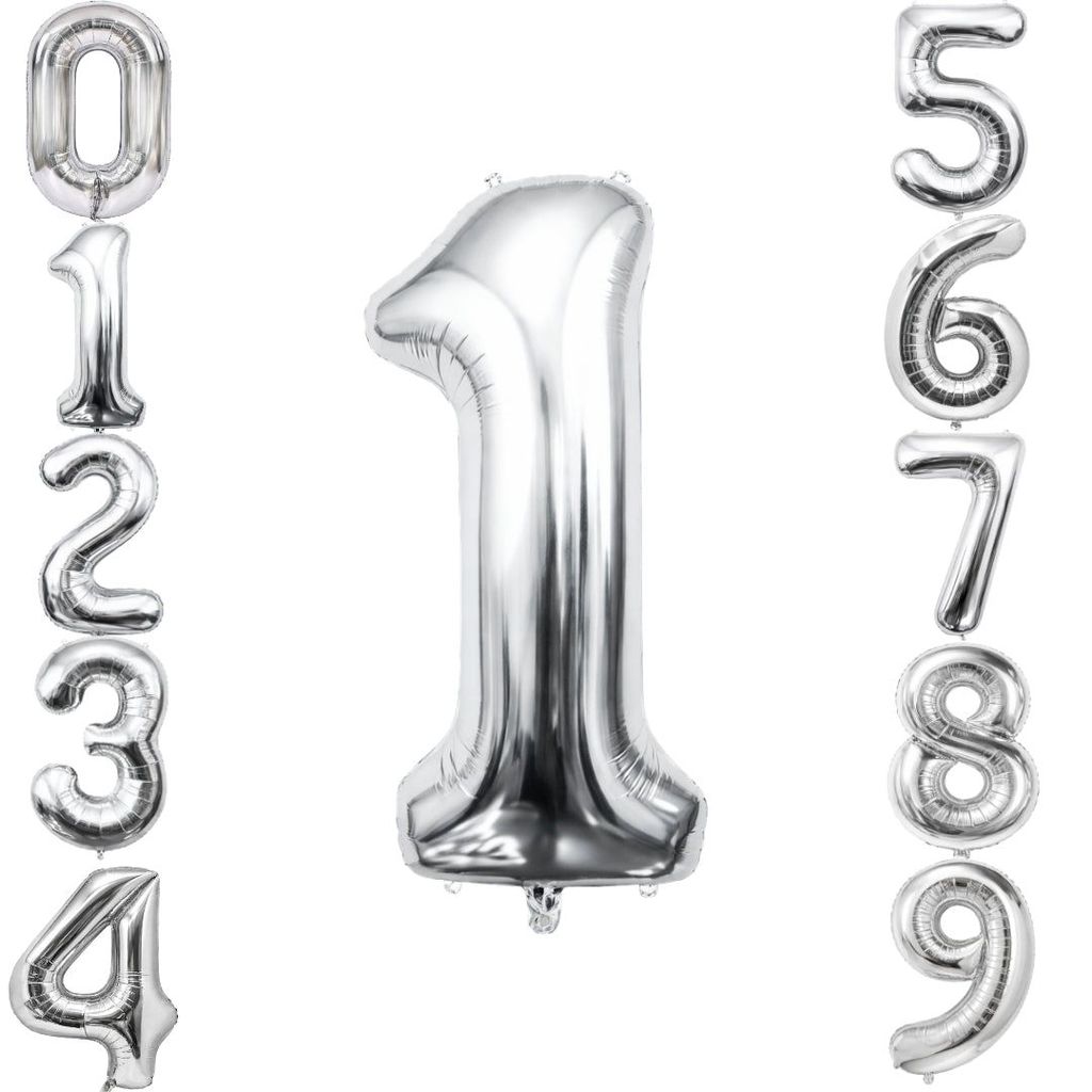 Number 1 Silver Foil Balloon - 40 inches - 1PC - Party and Festive Needs | Buy online on ZillyBuy