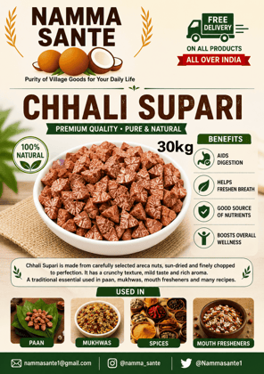 Chhali Supari, Chali Supari, Betel Nut Chunks, Cut Supari, Areca Nut Pieces 30kg