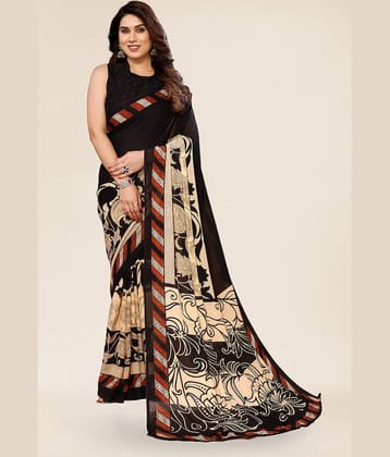 ANAND SAREES Georgette Printed Saree With Unstitched Blouse Piece ( Black )