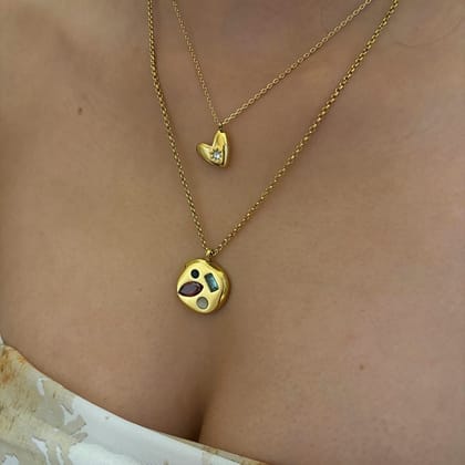Medallion Rubby Necklace-Red