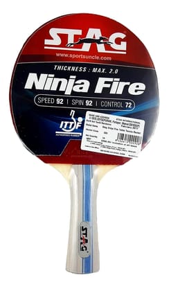 STAG Advanced ITTF Approved Rubber Ninja Fire Table Tennis Racquet (Packing - 1 Unit) by Total Sporting And Fitness Solutions Pvt Ltd STAG Advanced ITTF Approved Rubber Ninja Fire Table Tennis Racquet (Packing - 1 Unit) by Total Sporting And Fitness Solutions Pvt Ltd