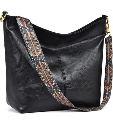 Women's PU Leather Zipper Handbag (Black)-PID63977