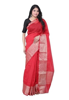 RAJGLOBAL Kota Doria Broad Zari Cotton Blend Saree