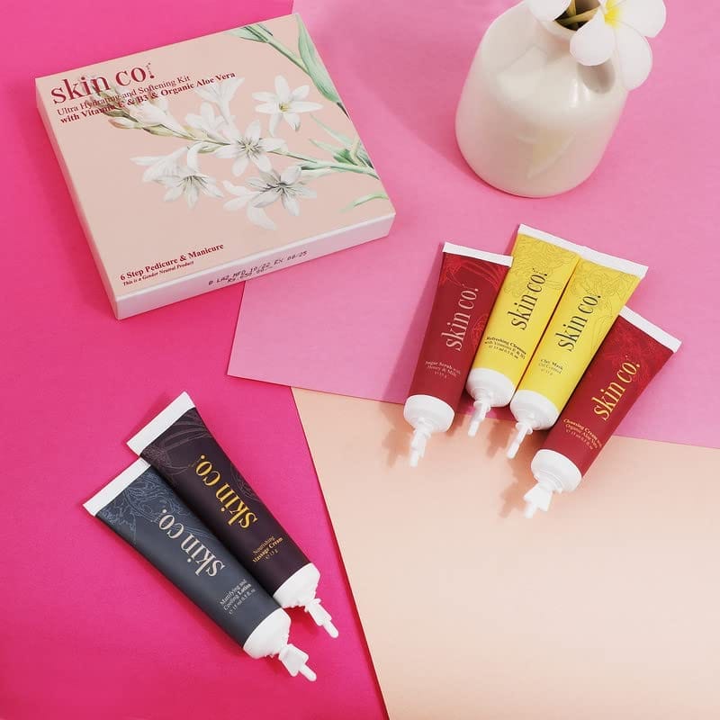 Skin Co Ultra Hydrating and Softning Pedicure Manicure for Women with Vitamin E & B3, Aloe vera | Hand & Foot Home Care Spa Kit | All Skin Types, 50g+10ml