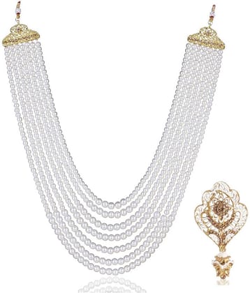 Dulha groom sherwani Necklace/Moti Mala for Men for wedding | Groom Mala and Brooch Set