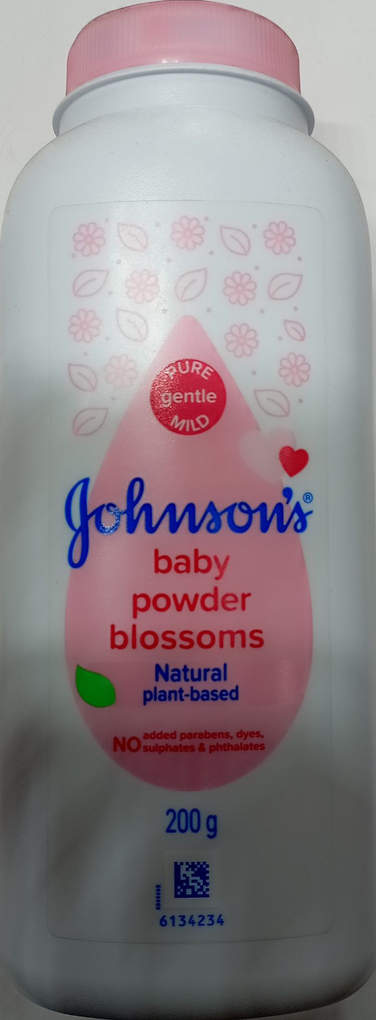 Johnson baby powder blossoms natural plant-based 200g