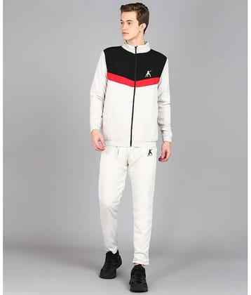 Preen Off-White Polyester Regular Fit Colorblock Men's Sports Tracksuit ( Pack of 1 )