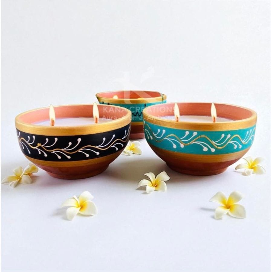 NEELIMA TERRACOTTA DIWALI CANDLES | SOUND AND SOIL COLLECTION (Neelima - Jasmine Aroma)