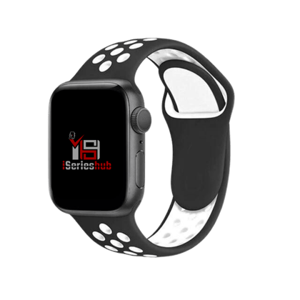 Premium Silicone Sports Band By iSeriesHub Compatible For Smart-Watch-42-44-45-49MM / Black-White
