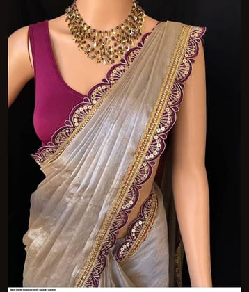 Sanjana Silks Cotton Silk Embroidered Saree With Unstitched Blouse Piece ( Beige )