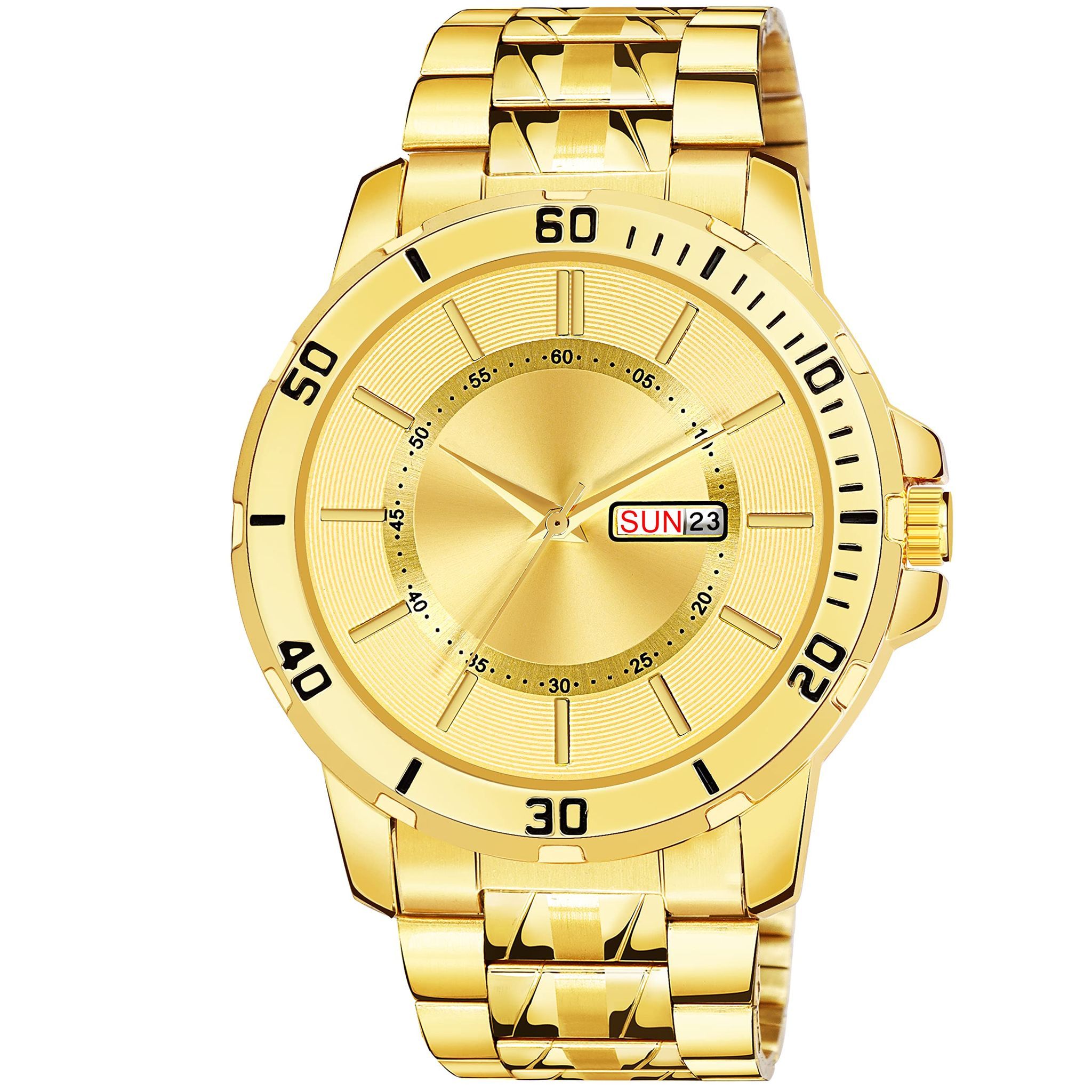 Gold Day-Date Function Casual Analog Watch for Men LR134
