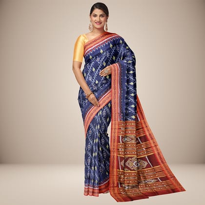 Patterned Steel grey Khandua Silk Saree Patterned Steel grey Khandua Silk Saree