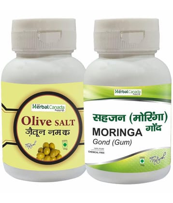 Herbal Canada Olive Salt(60g) + Moringa Gond(60g) Pickling Salt 120 gm Pack of 2