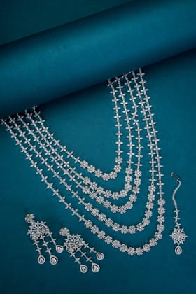 Rhodium White Elegance Necklace-White / Rhodium