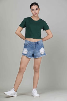Bottle Green - Crop Top-M