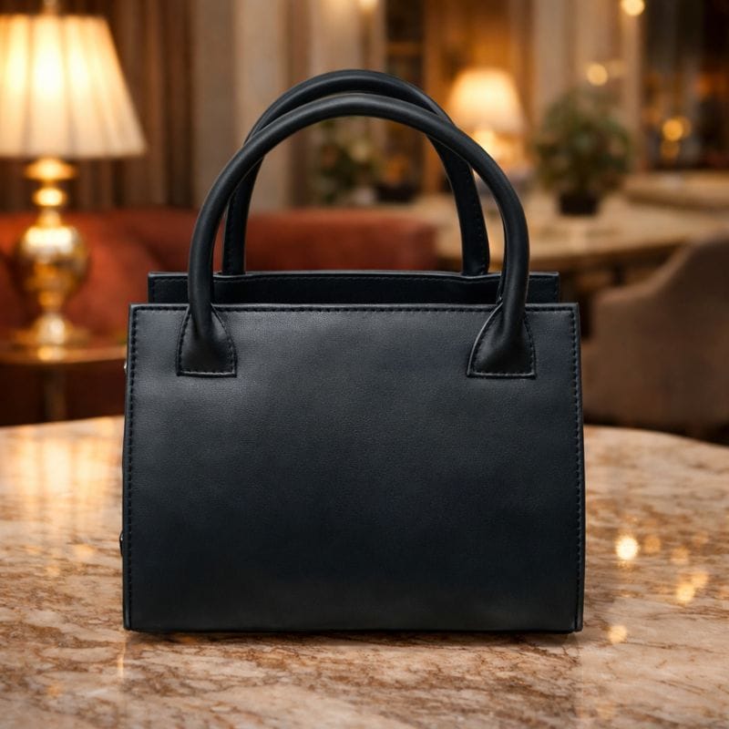 Ksampada Elegant Black Handheld Handbag for Women  Premium Office & Party Bag