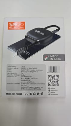 Walta Elite REAL Plus Retractable Super Fast Charging Cable-Black