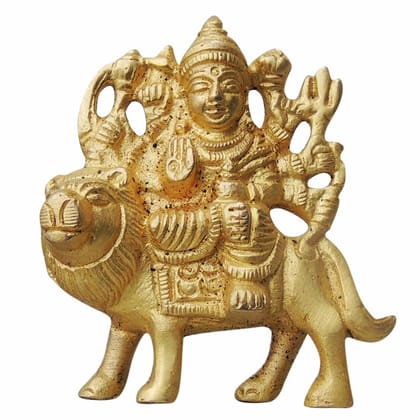 Brass Durga Ji Idol - Handcrafted Brass Sculpture for Home Decor, Height : 2.5 Inch (BSMAS746 B)