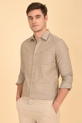 Rock - Solid Linen Shirt - Khaki-L-42 / KHAKI